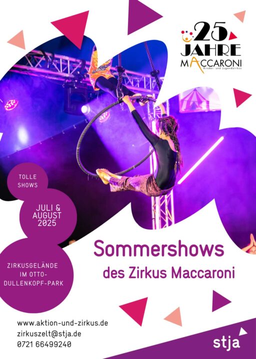 Ankündigungsplakat für die Sommershows des Zirkus Maccaroni 2025