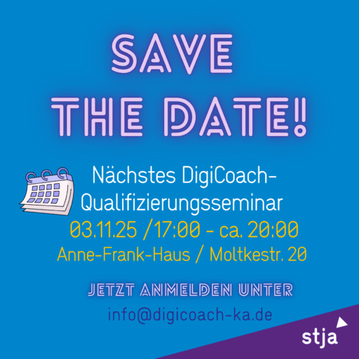 Safe-the-Date-Plakat zum Digi-Coach-Qualifizierungsseminar