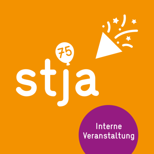 Jubiläumslogo 75 Jahre stja und Hinweis: Interne Veranstaltung