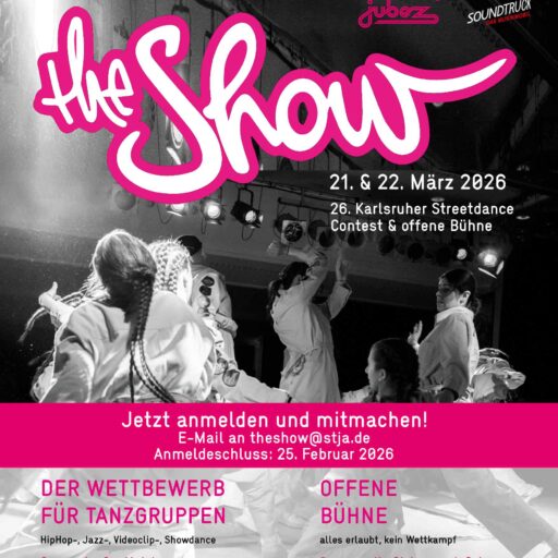 Plakat für den Tanzwettbewerb mit Informationen zu den Contest-Kategorien und Altersgruppen. Eintritt 5 €, ermäßigt 3 €, Beginn jeweils 15 Uhr. Alle anderen Infos sind bereits im Beitragstext enthalten. Zusatzinfos zur OFFENEN BÜHNE: alles erlaubt, kein Wettkampf Dance - alle Styles, auch Solo Songs - in Vollplayback Halbplayback oder Unplugged Alles was auf die Bühne passt (Zaubershows, Akrobatik, etc.)